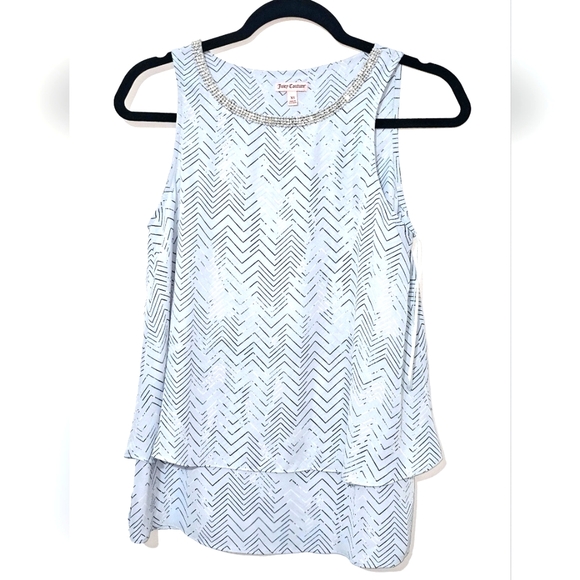 🌞 Juicy Couture Layered Sleeveless Blouse Light Blue Size XS - Picture 1 of 5